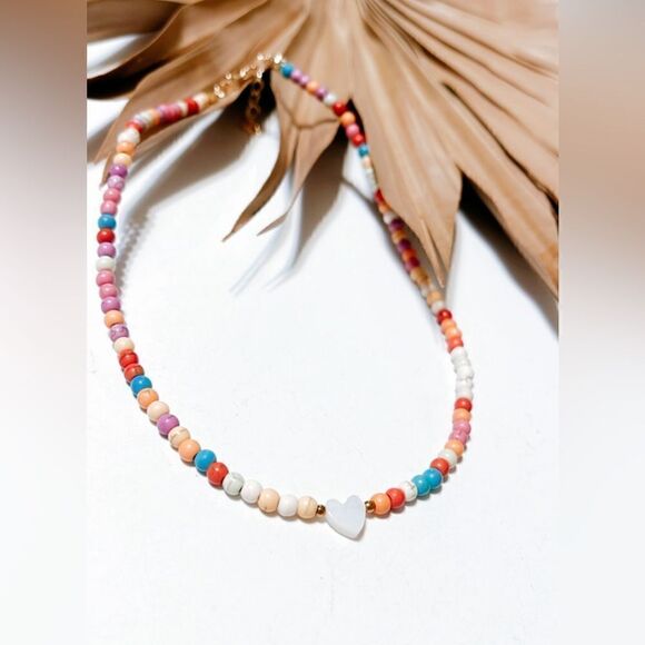 Beaded heart boho necklace #945 - Picture 3 of 4